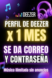 Imagen de PERFIL X 1 MES DE DEEZER PREMIUM-SE DA CORREO Y CONTRASEÑA